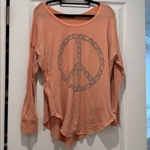 Peace Sign Flowy Salmon/Pink Sweatshirt